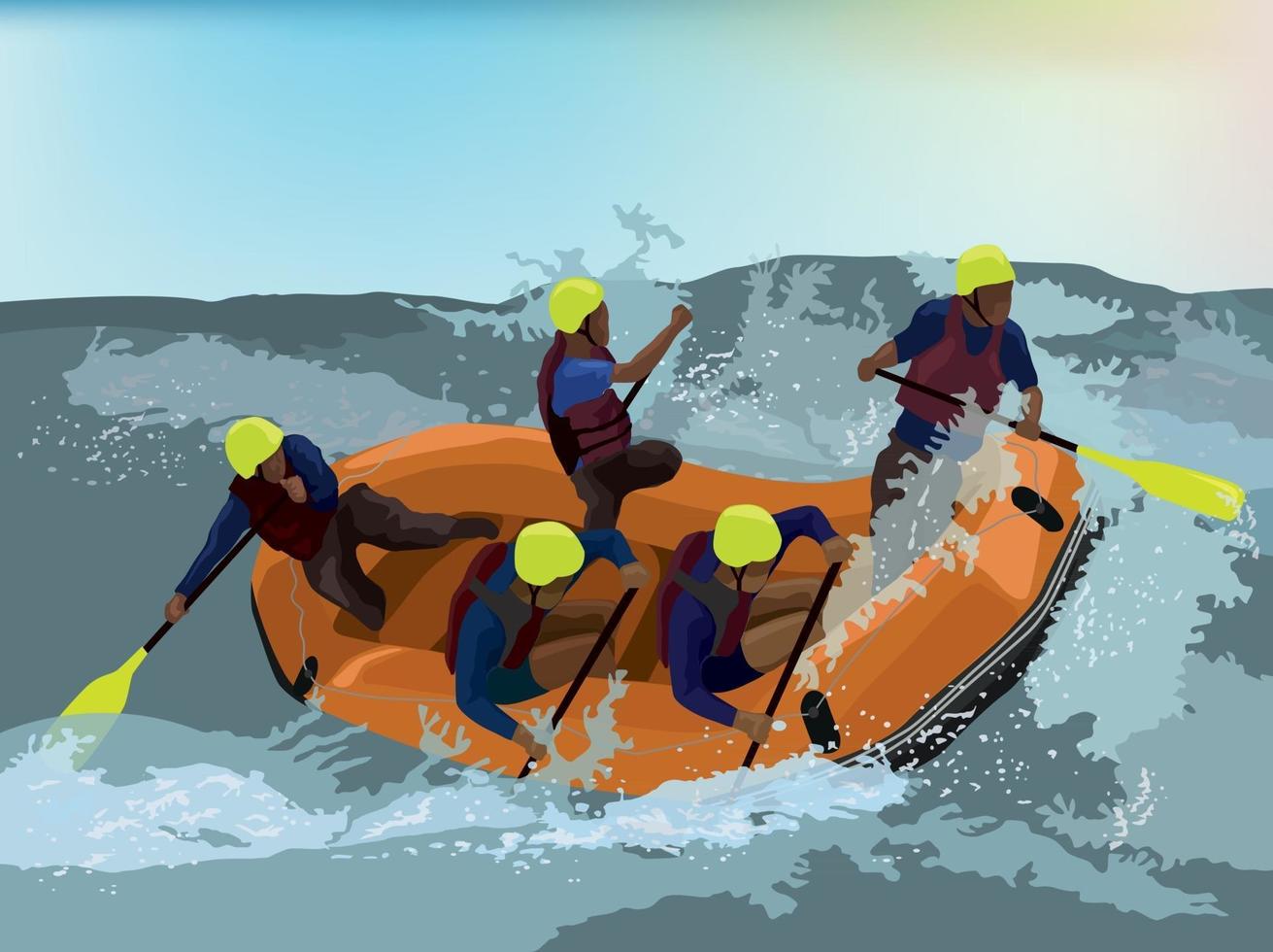 Aventura de rafting en vector gráfico de ilustración