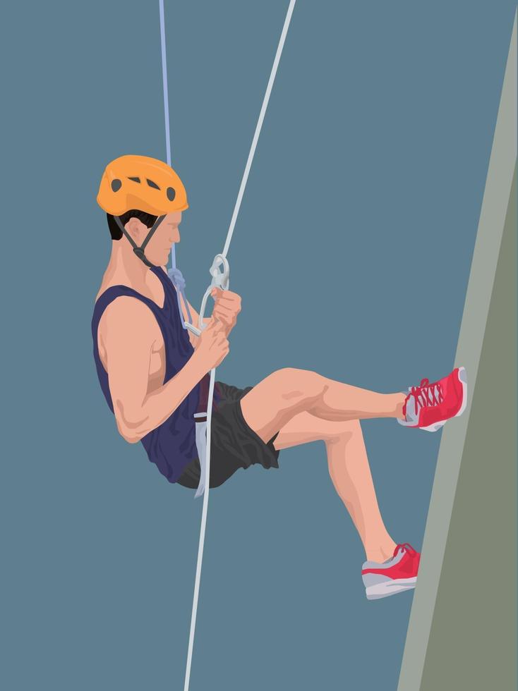 deporte de aventura de rappel en vector gráfico de ilustración