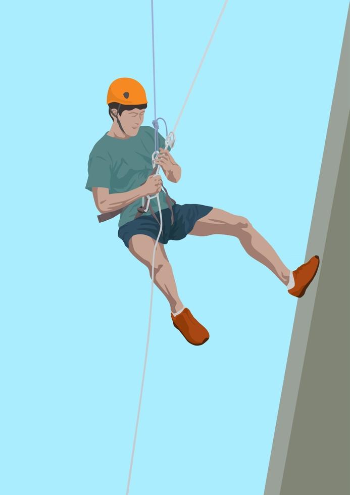 deporte de aventura de rappel en vector gráfico de ilustración