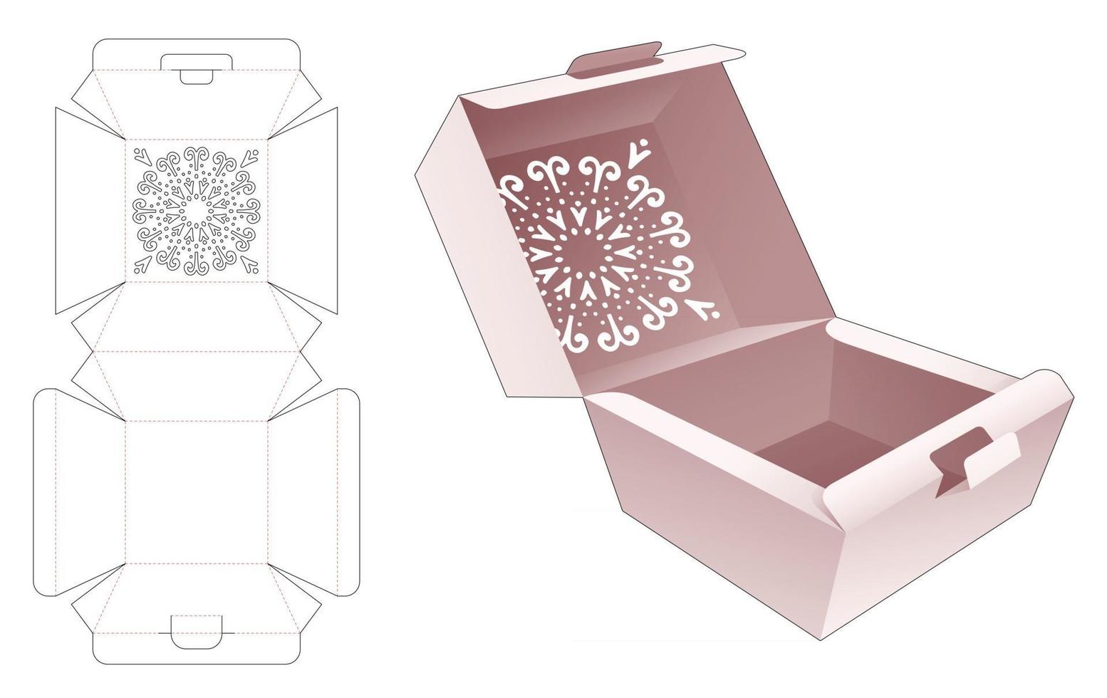 Meal flip box with mandala stencil on flip die cut template vector