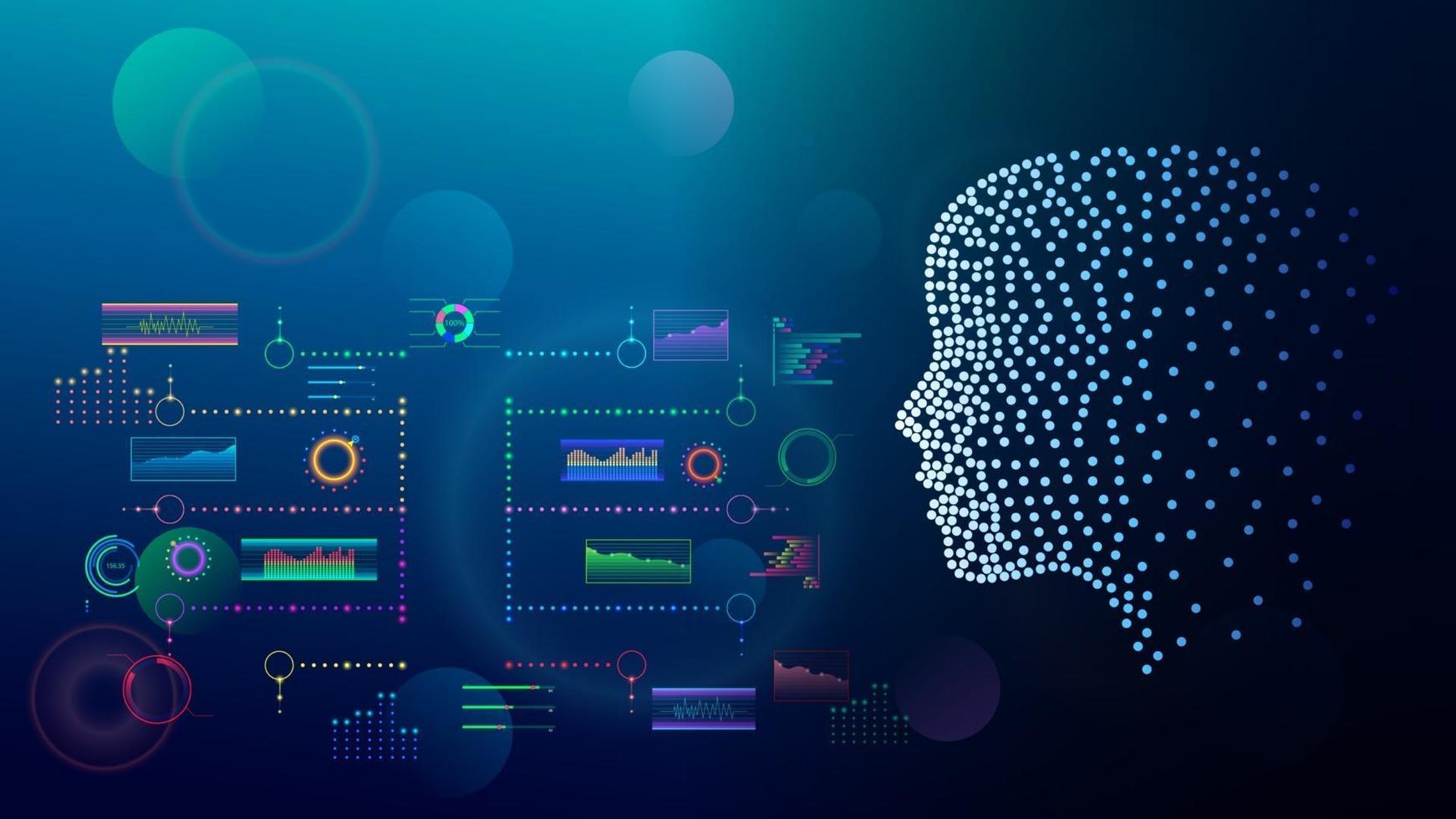 virtual infographic screen head in dots vector