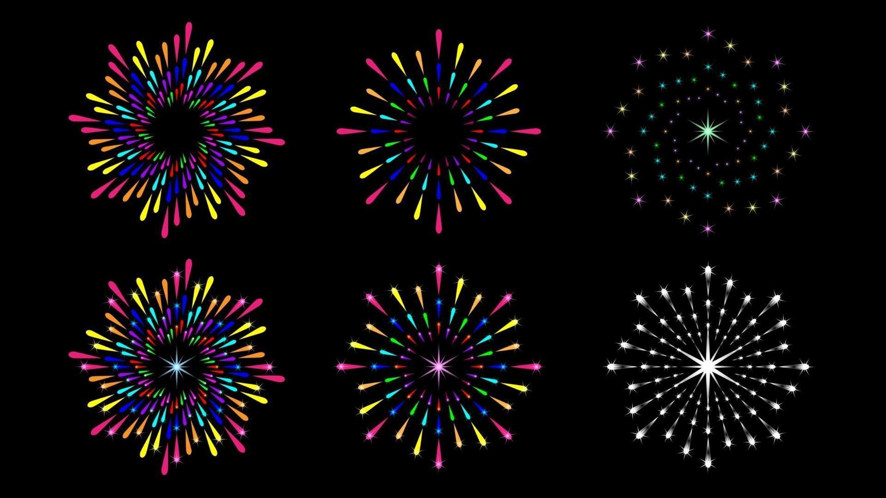 Set colorful firework splash round isolated vector