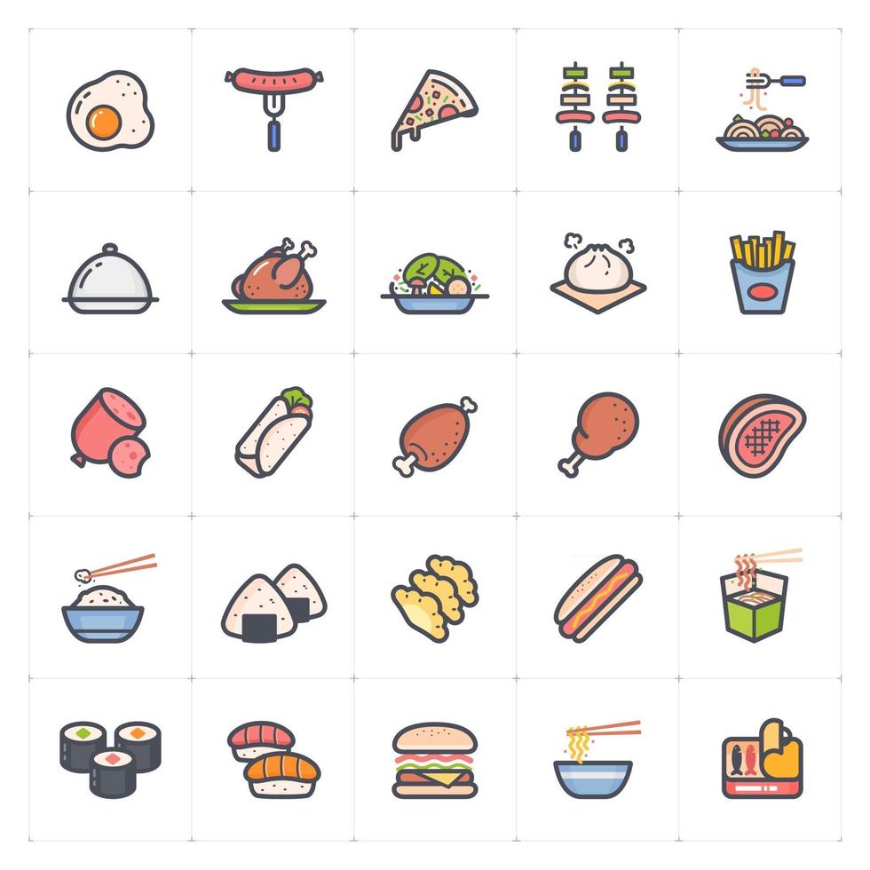 Food Line with Color icon vector