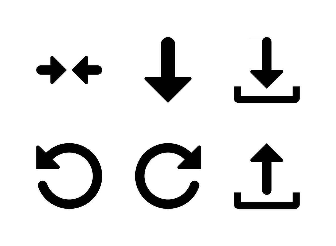 conjunto simple de flechas relacionadas con iconos sólidos vectoriales vector