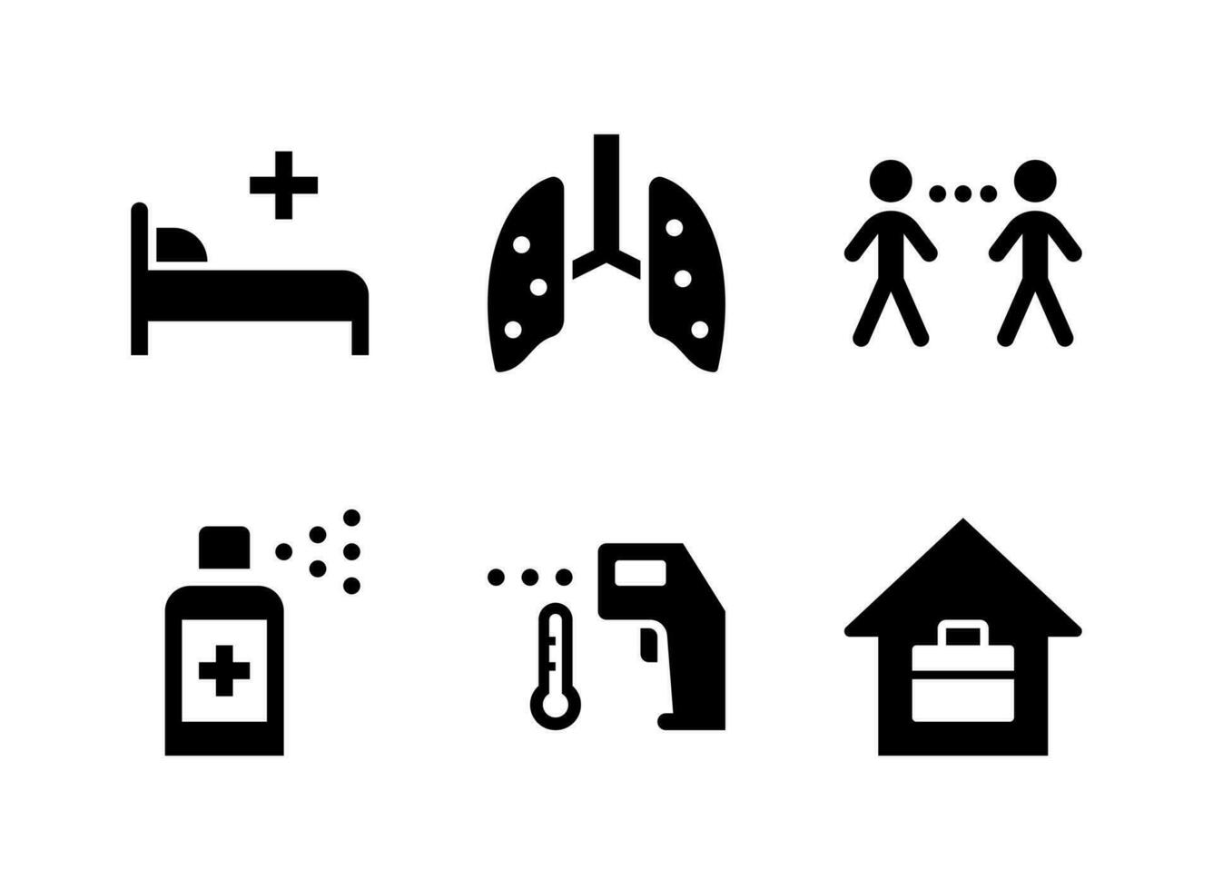 conjunto simple de iconos sólidos vectoriales relacionados con coronavirus vector