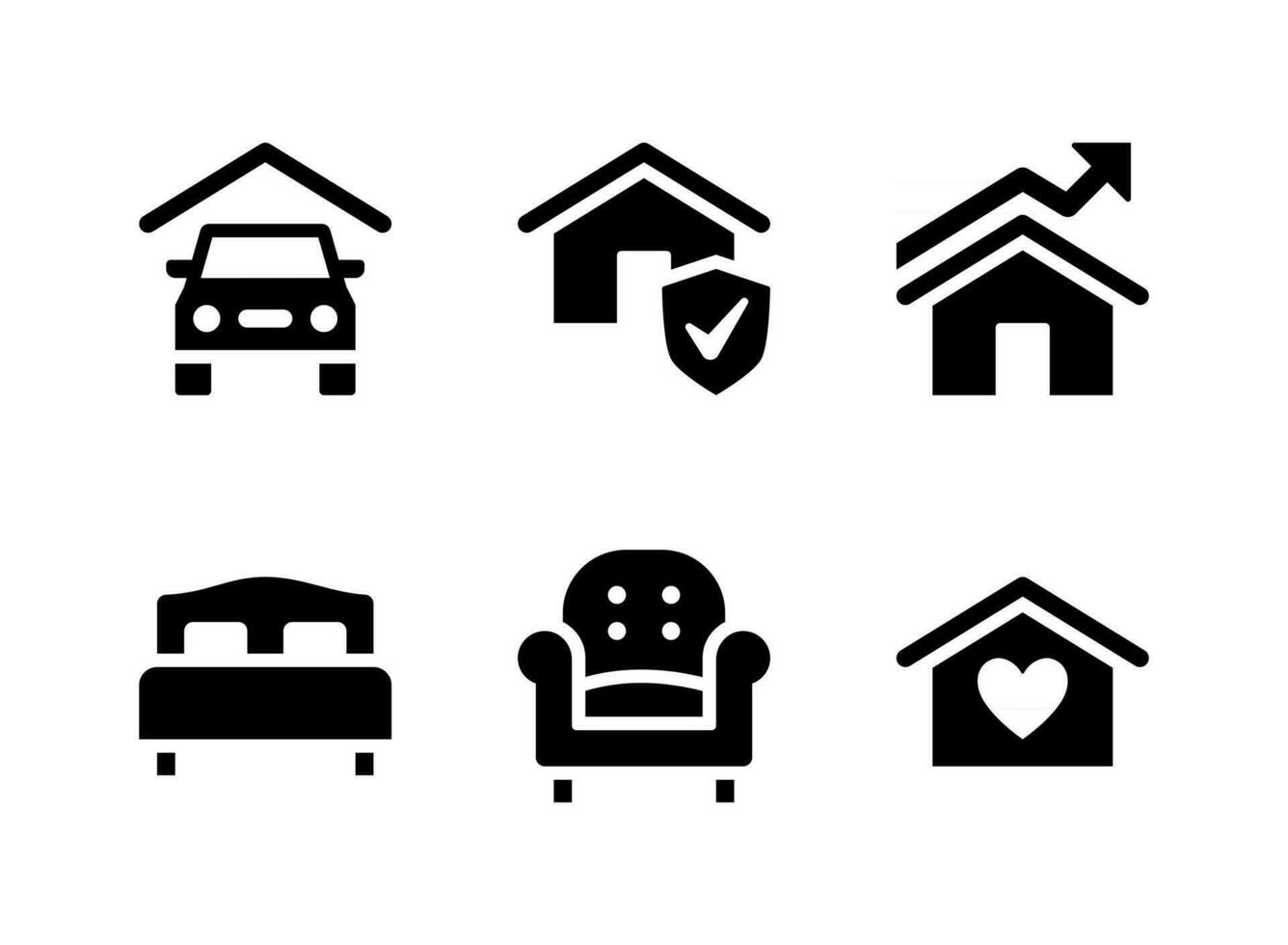conjunto simple de iconos sólidos de vector de bienes raíces