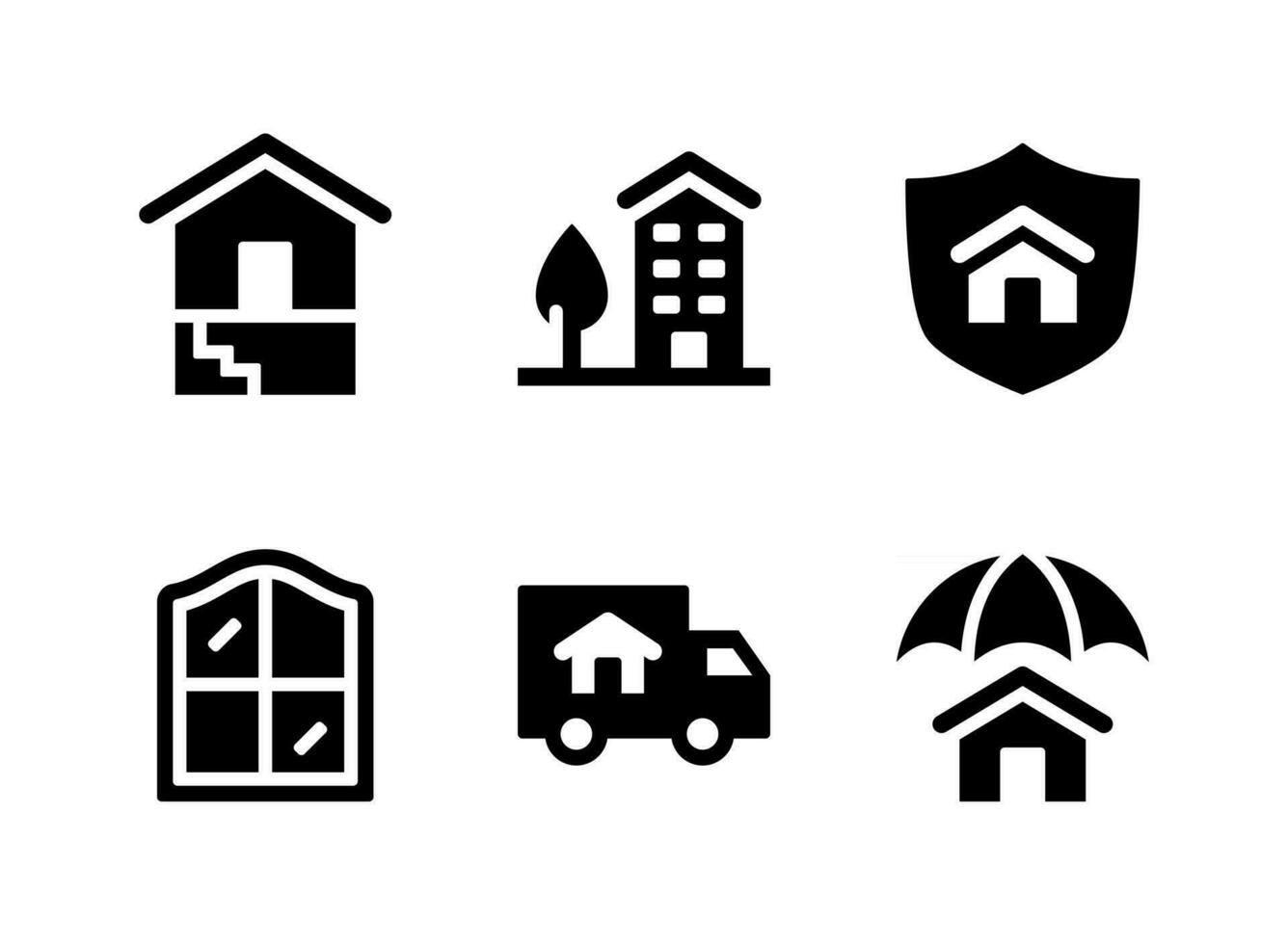 Simple Set of Real Estate Vector Solid Icons