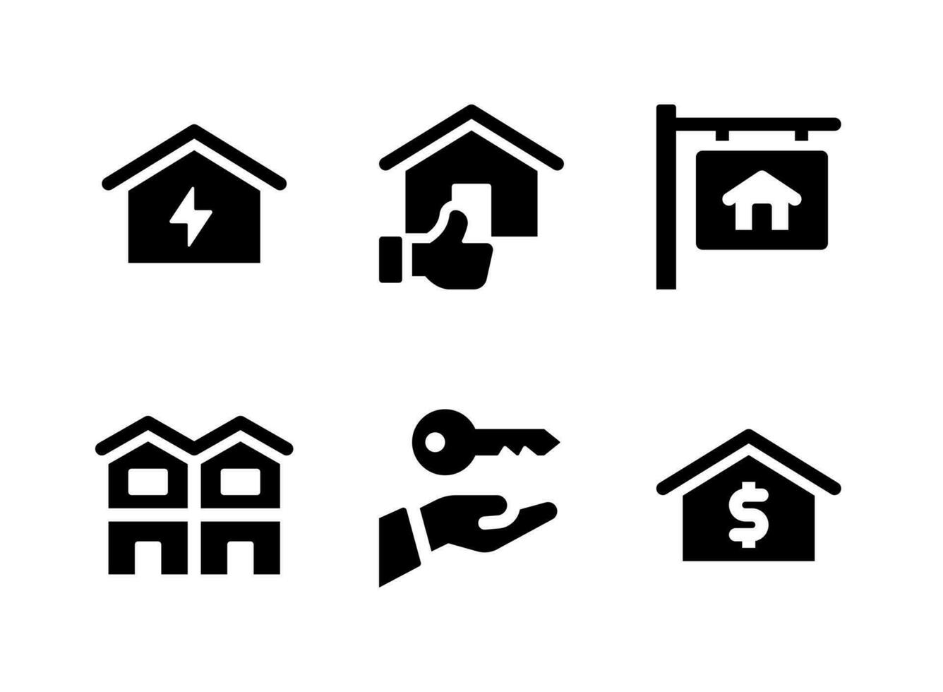 Simple Set of Real Estate Vector Solid Icons