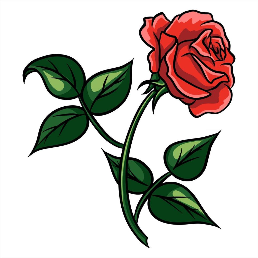 estilo de dibujos animados de rosa roja sobre un fondo blanco 2410224  Vector en Vecteezy