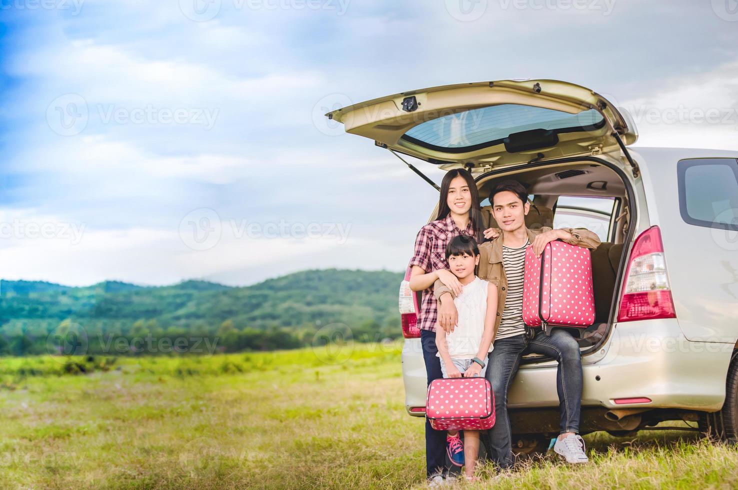 Asian family on a road trip photo