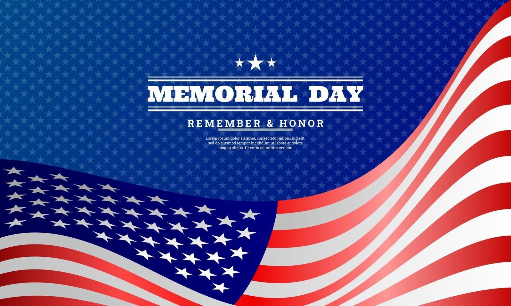 Memorial Day background design with US flag vector