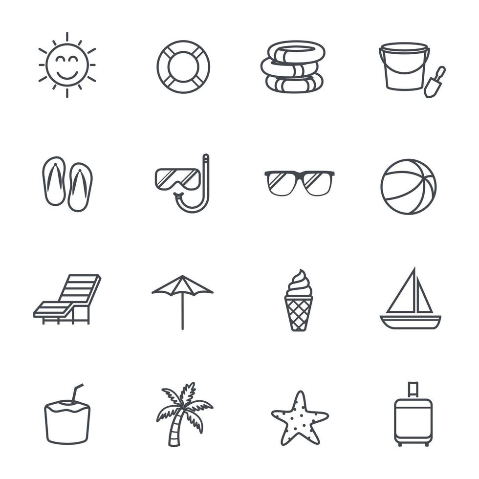 Summer Icons Line Design Vector illustration