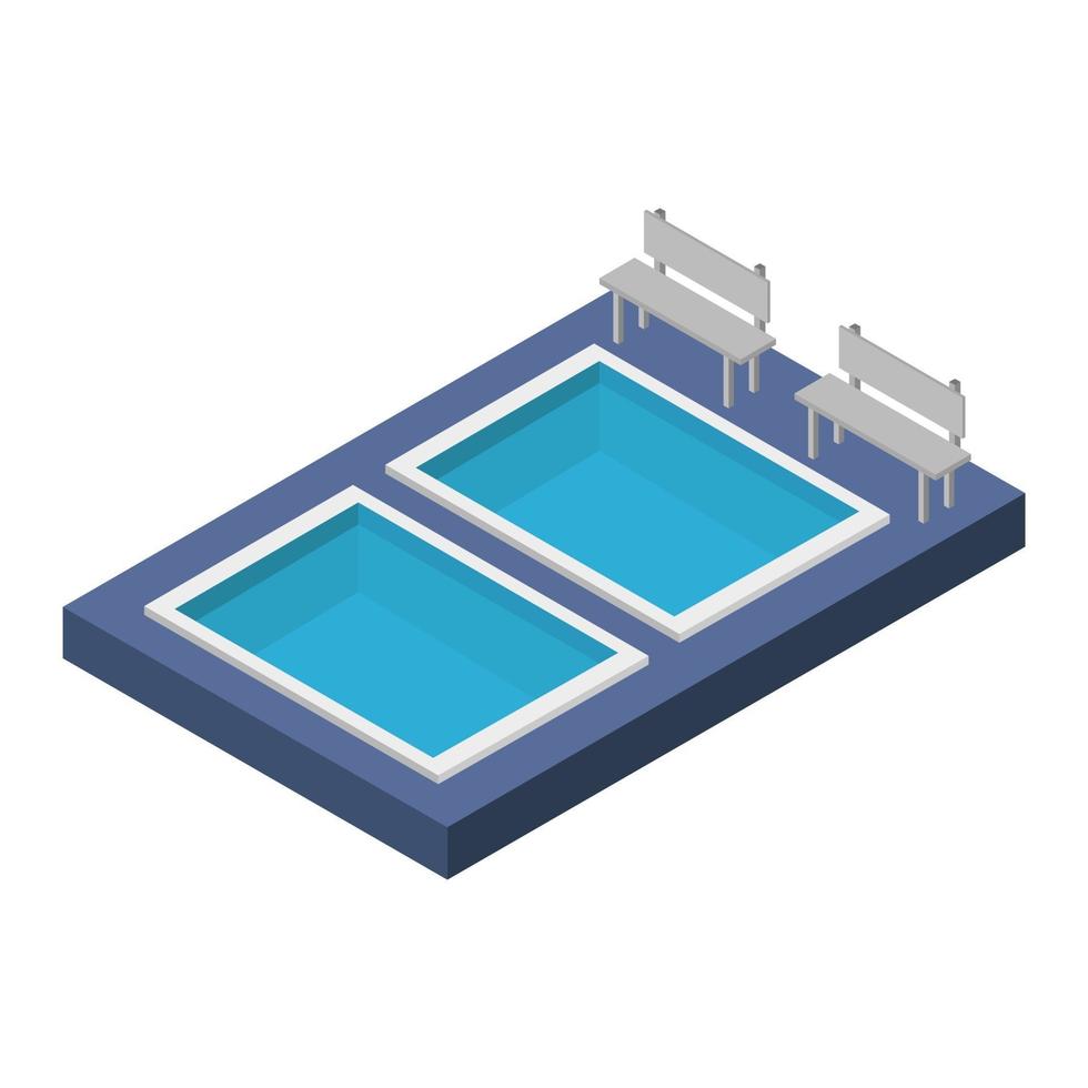 habitación con piscina isométrica vector