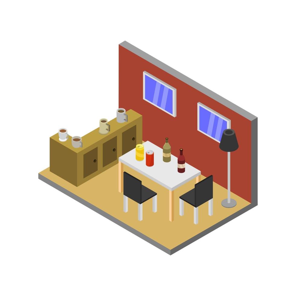 Isometric Kitchen Room vector