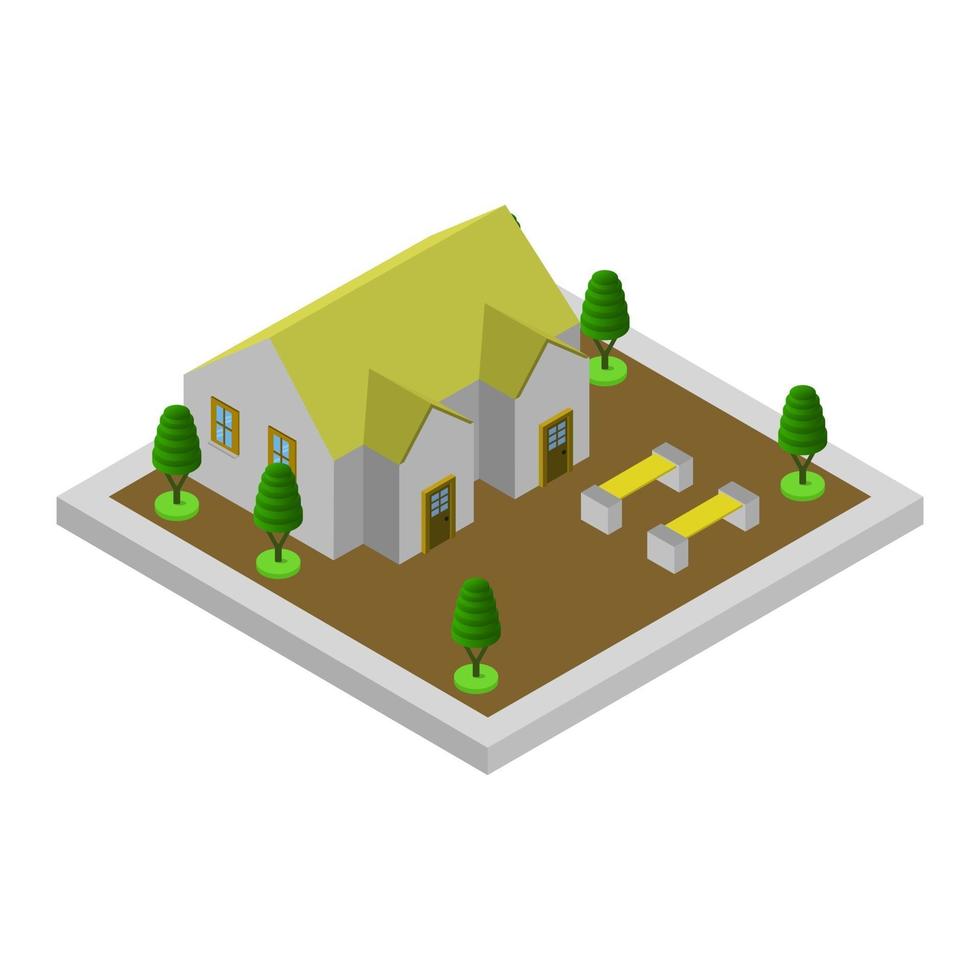 Isometric School On Background vector