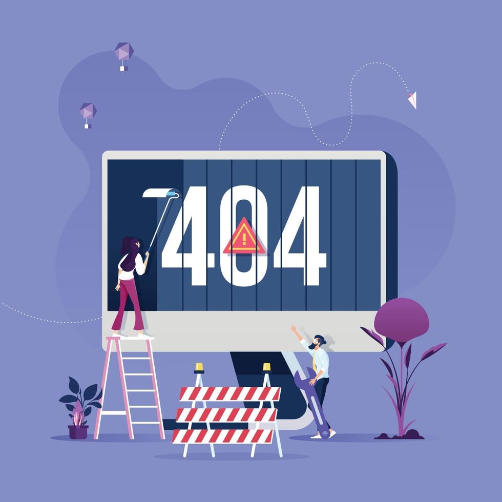Concept 404 Error Page or File not found for web page vector