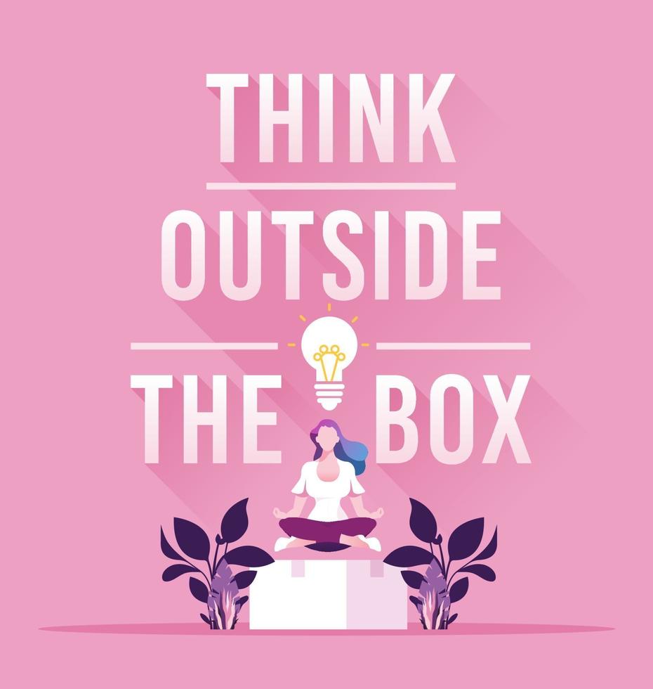 Businesswoman and think outside the box concept vector