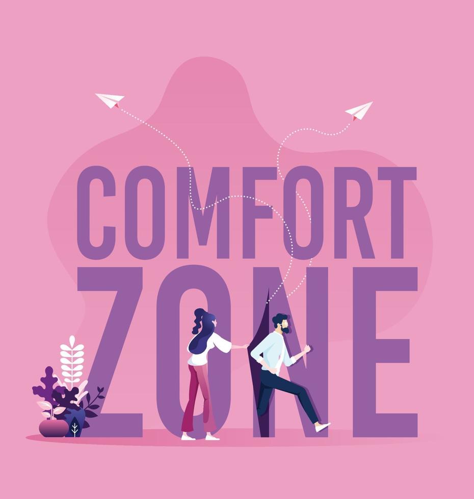 Businessmen running out of the comfort zone vector