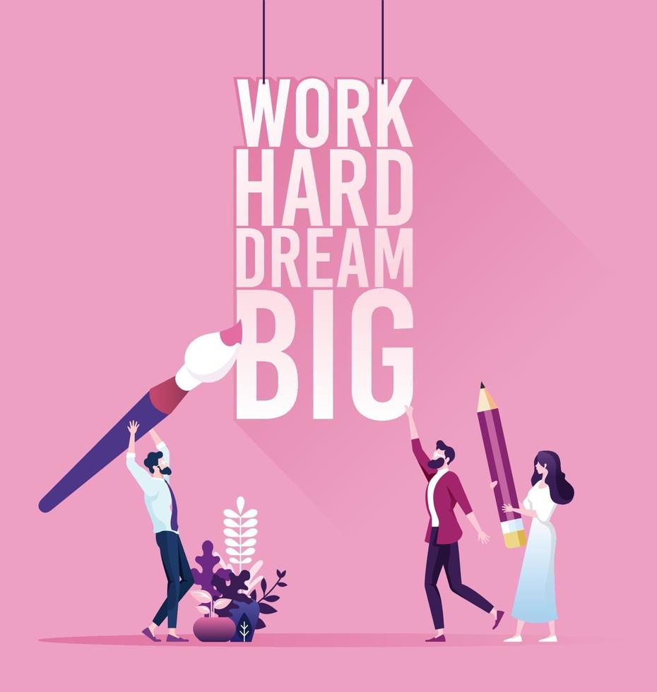 Businessman with work hard dream big text. Inspiration concept vector