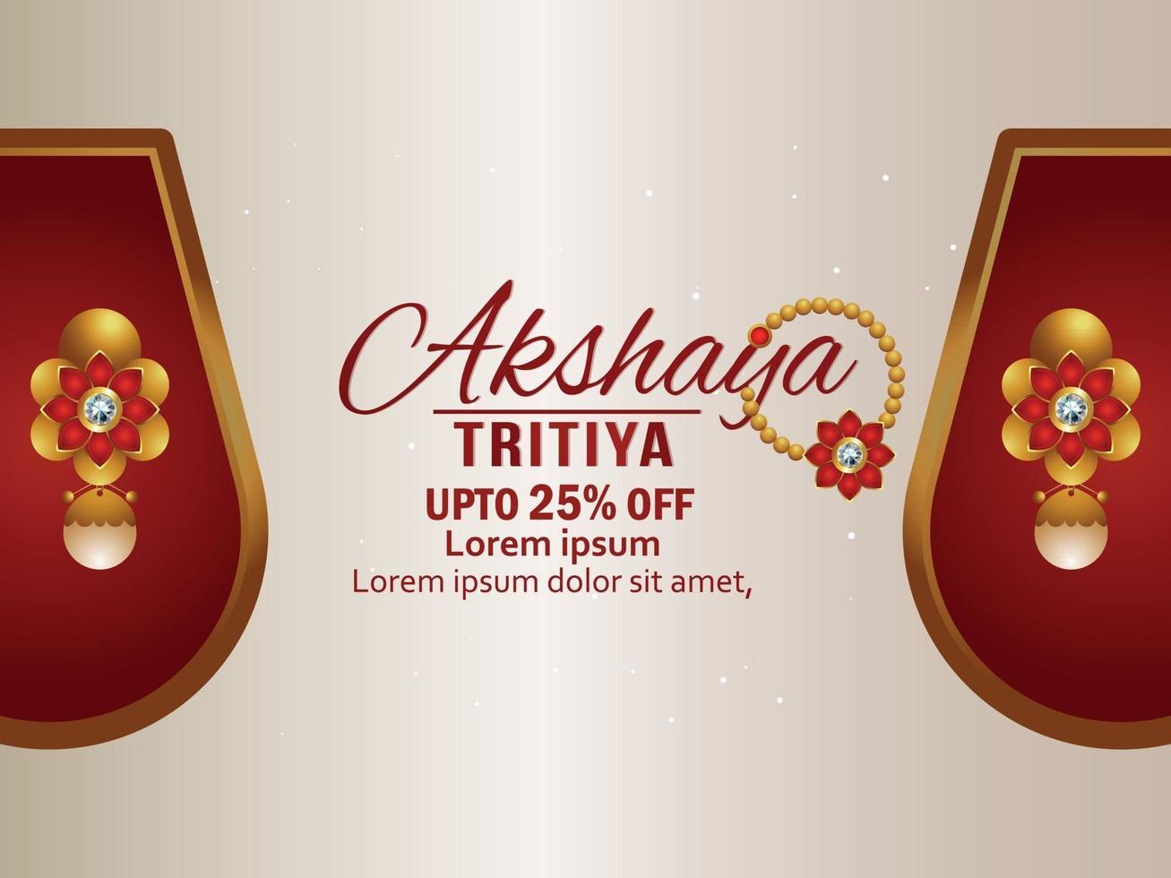 Akshaya tritiya indian festival with vector gold earrings