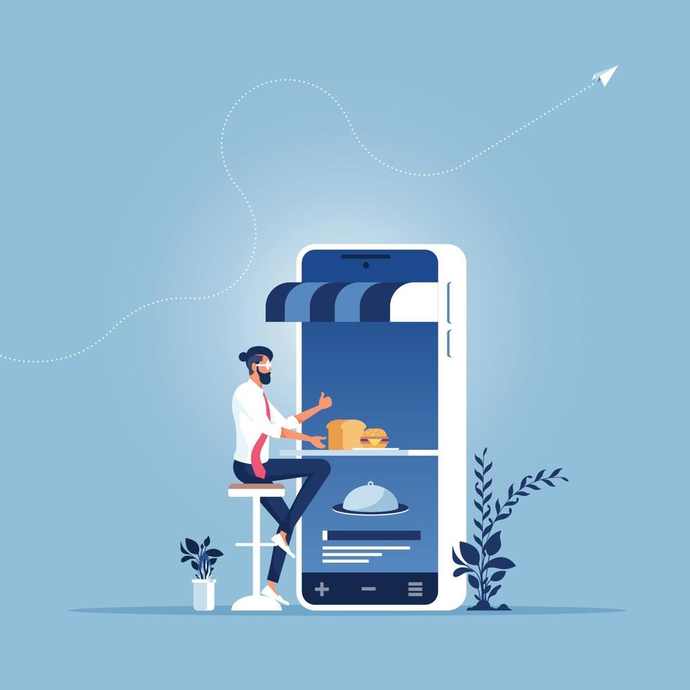 Order food delivery on smartphone vector. Food delivery concept vector