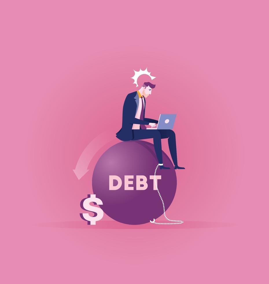 Businessman with a Big Debt Weight vector