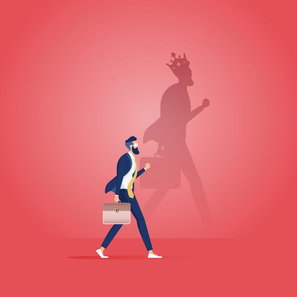 Businessman with King shadow. Ambition and success concept vector