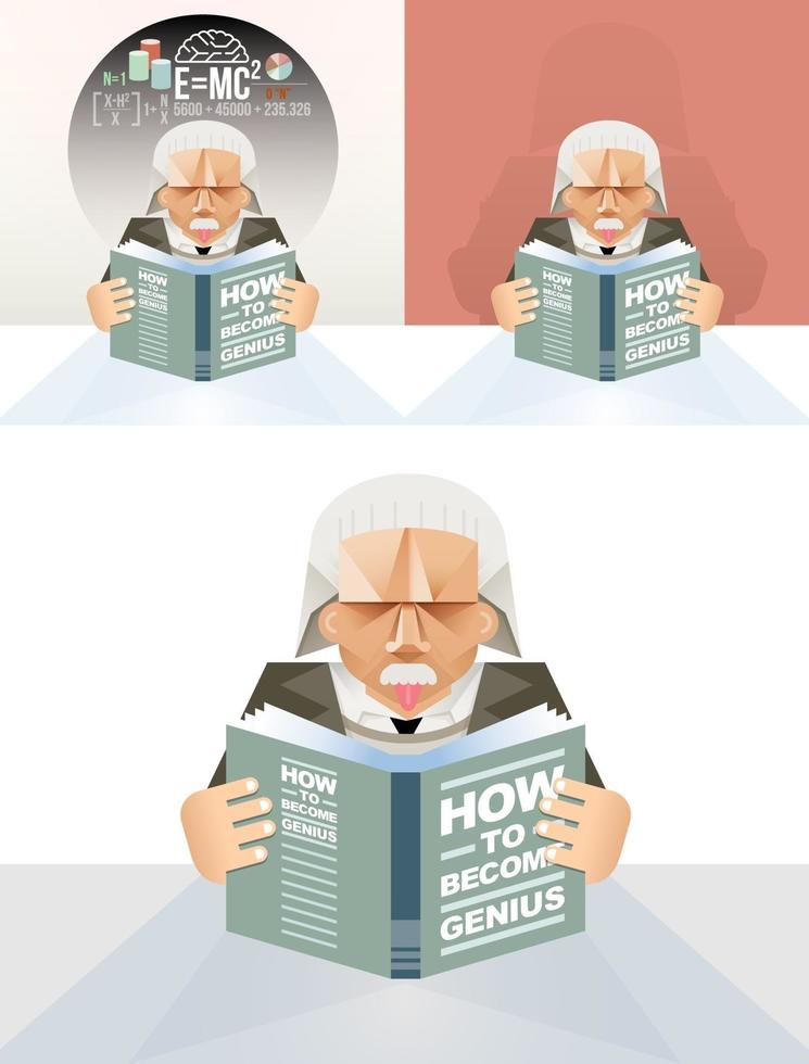 Old man reading a book Vector Education Concept