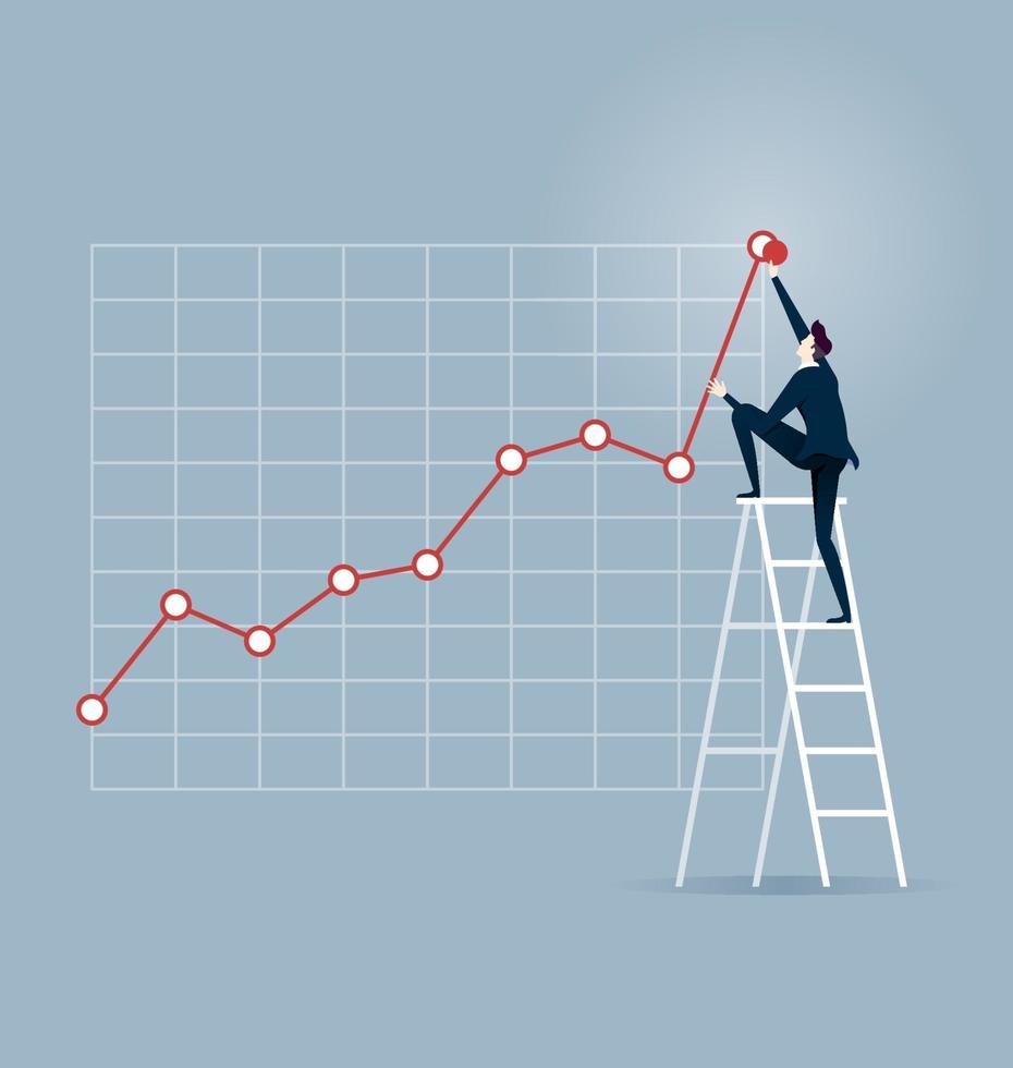 Investor Businessman climbing up on a ladder vector