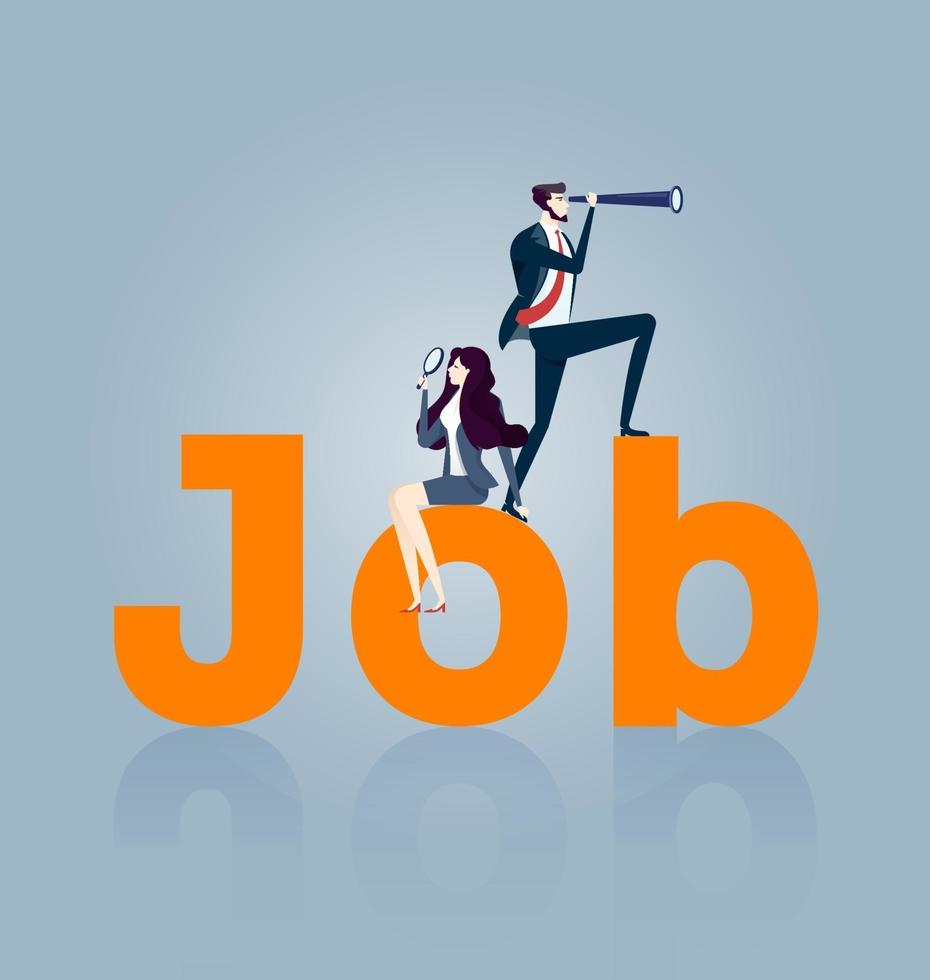Businesswoman and businessman searching for a job vector
