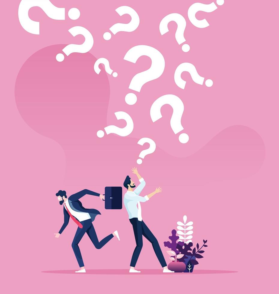 Question marks falling on a businessman vector