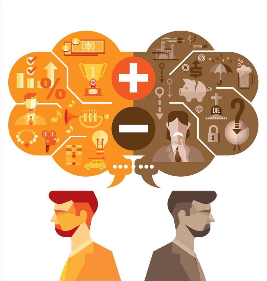 Businessman thinking positive and negative vector