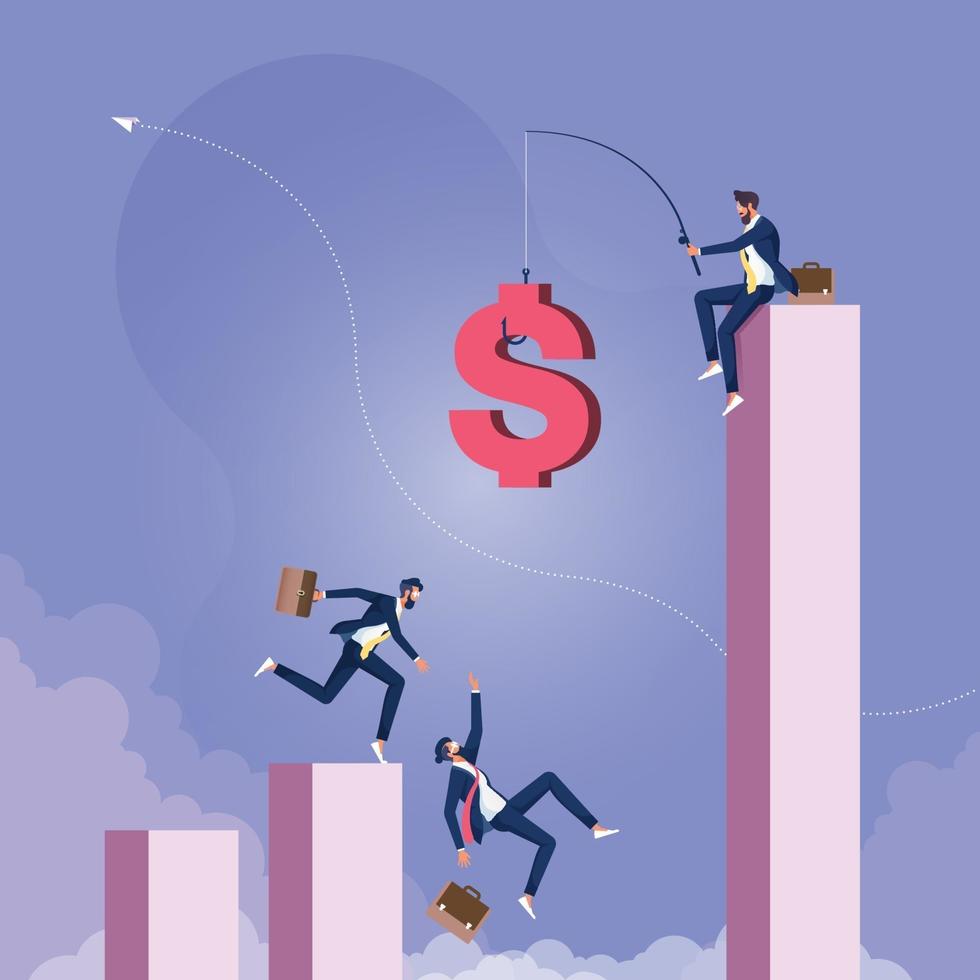 Temptation and risk. Money trap and business risks concept vector