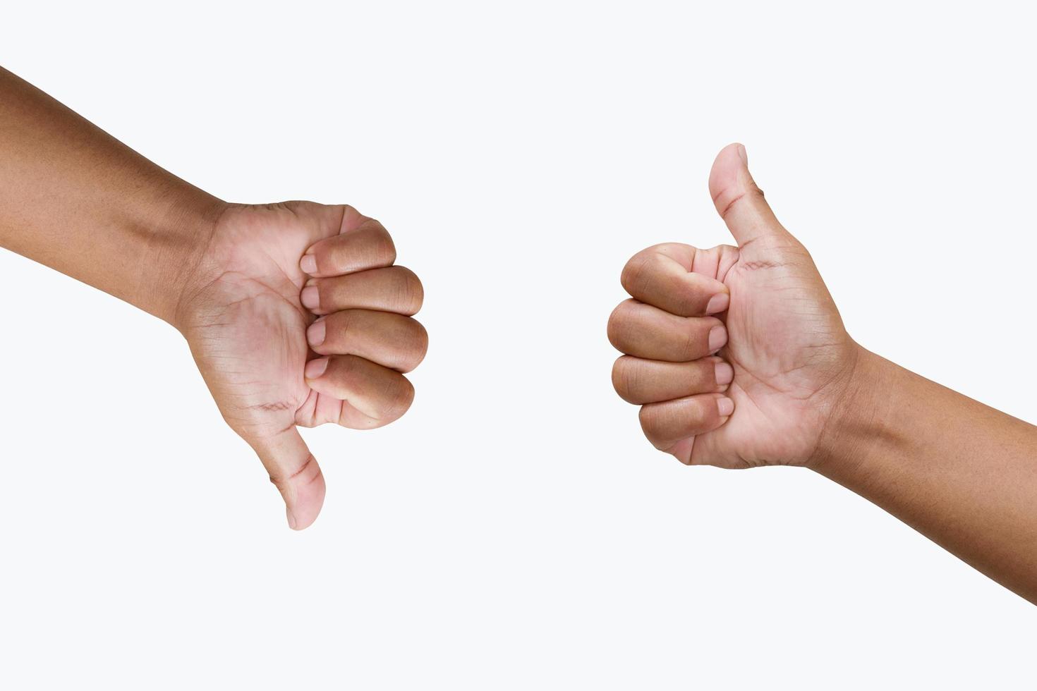 Thumbs up on white background photo