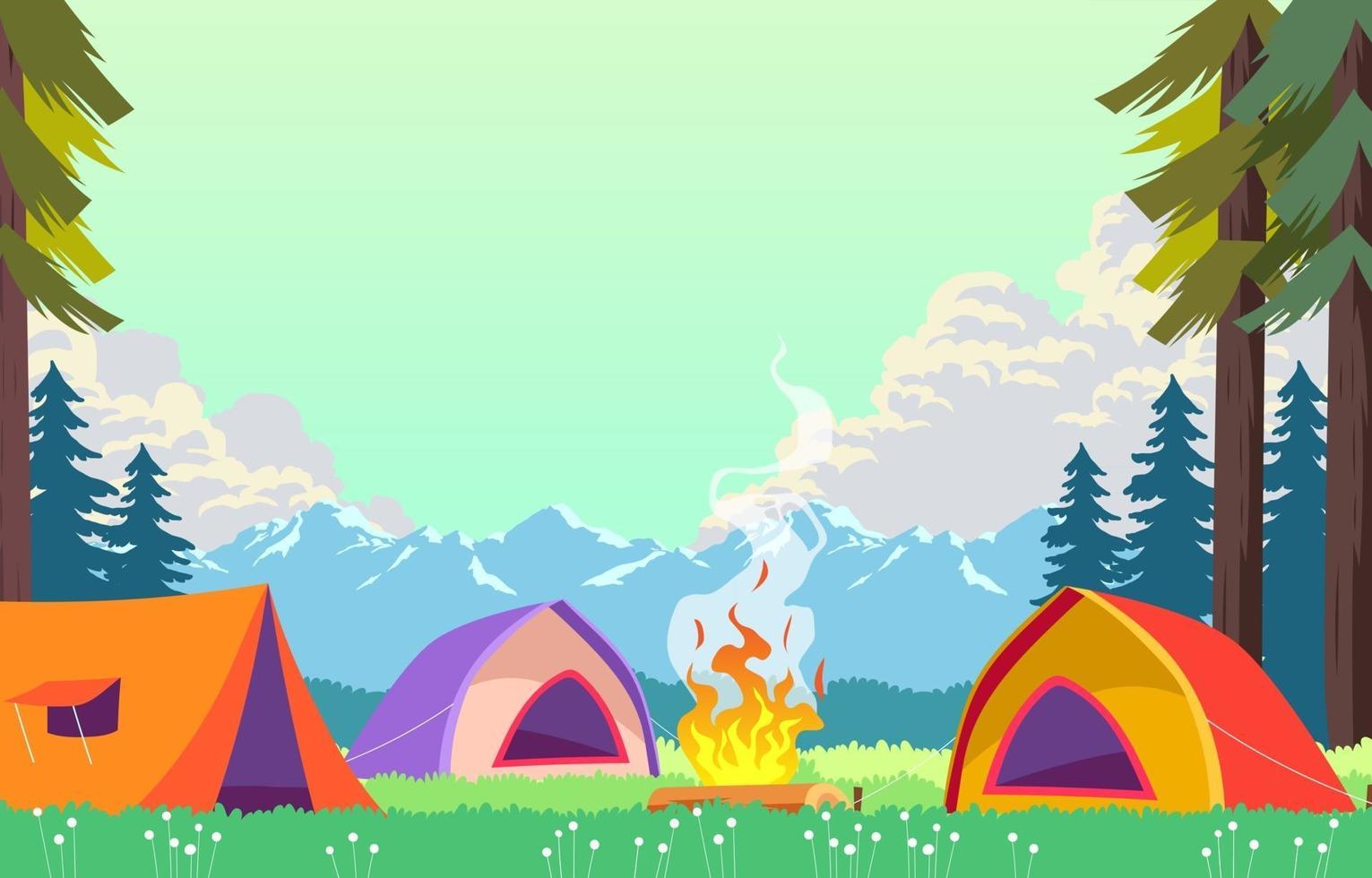 Summer Camp With Tent vector