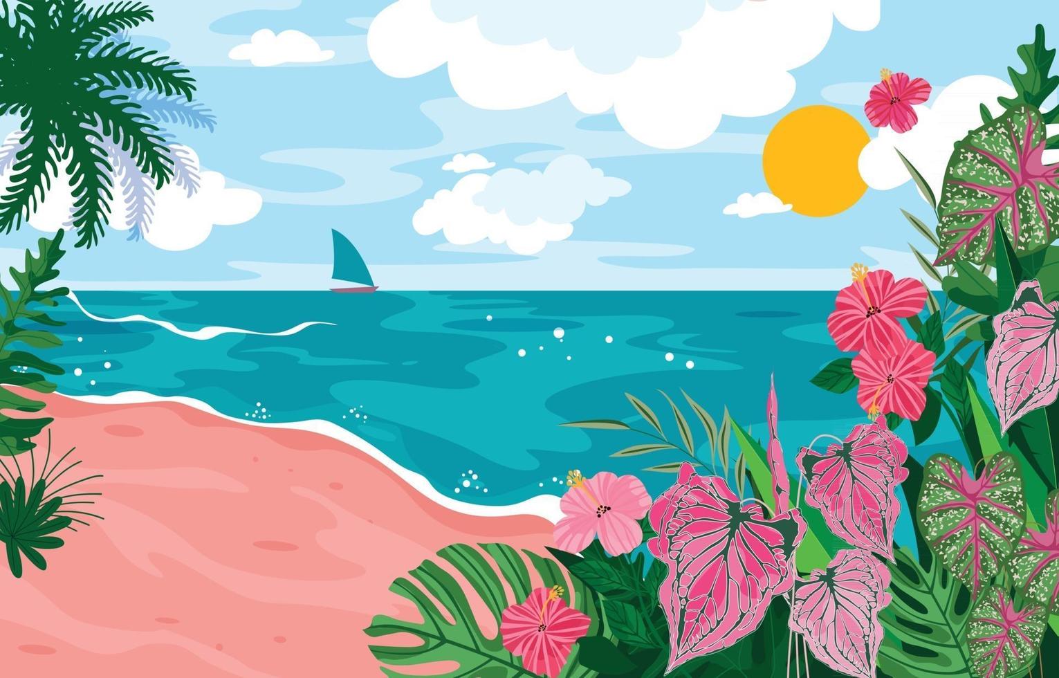 Beautiful Sea View in Summer Background vector