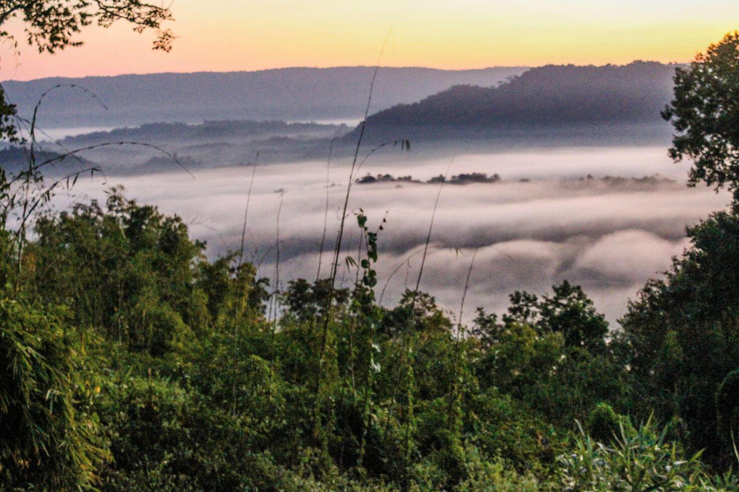 Morning sunlight at the Mekong River, Sangkhom District, Thailand photo