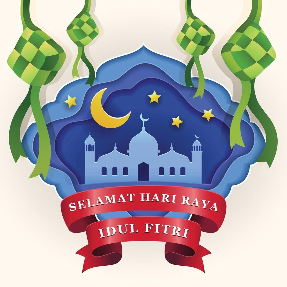 Celebrate Hari Raya Idul Fitri with Ketupat vector