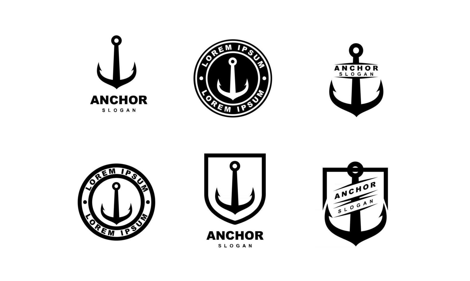 set collection simple black anchor vector logo icon illustration  design
