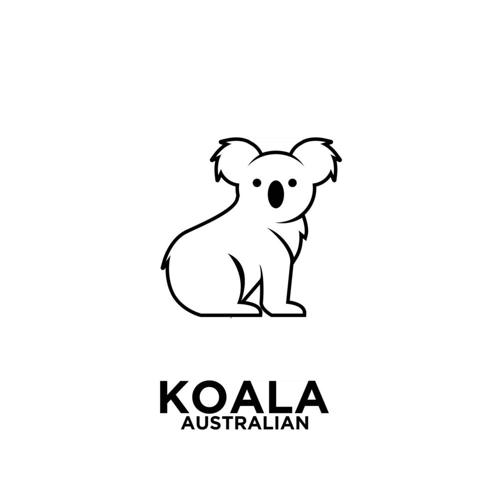 vector de diseño de icono de logotipo negro koala premium simple animal australiano