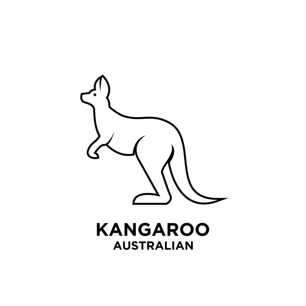 australiano animal canguro wallaby línea logo vector icono premium ilustración