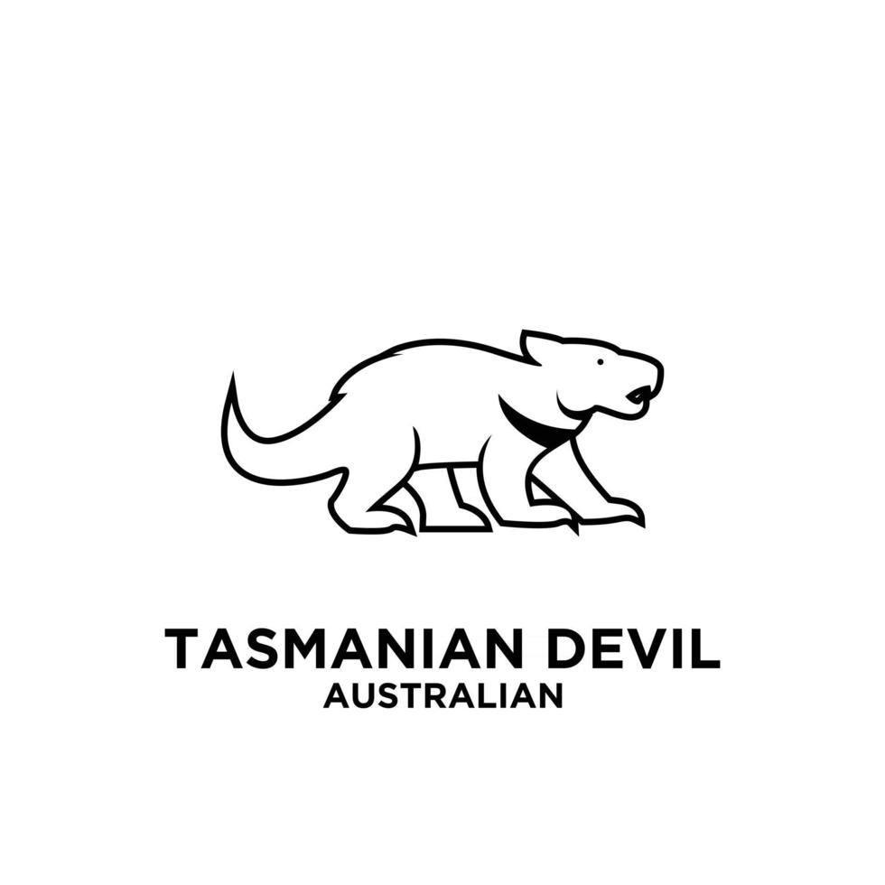 animal australiano feroz diablo de tasmania zoológico nacional icono de vector logo negro ilustración diseño gráfico