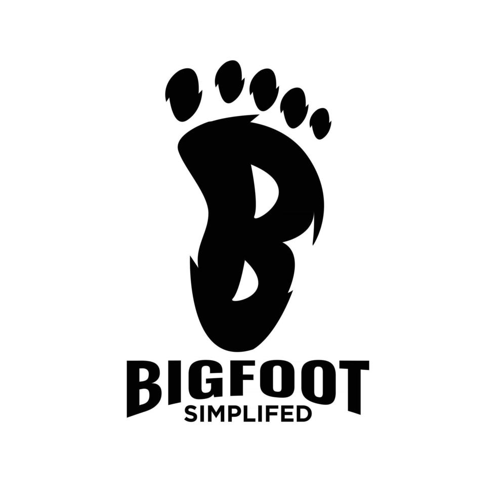 premium simple Big foot yeti vector black logo with initial letter b icon illustration design