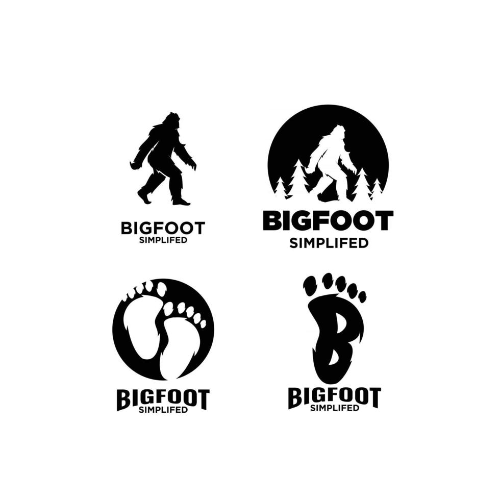 set collection Big foot yeti vector black logo icon illustration  design