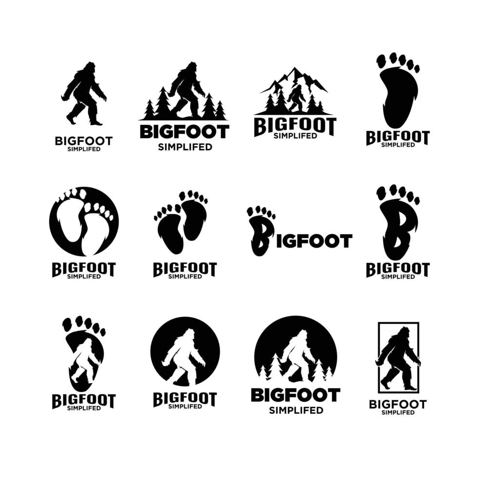 set collection Big foot yeti vector black logo icon illustration  design