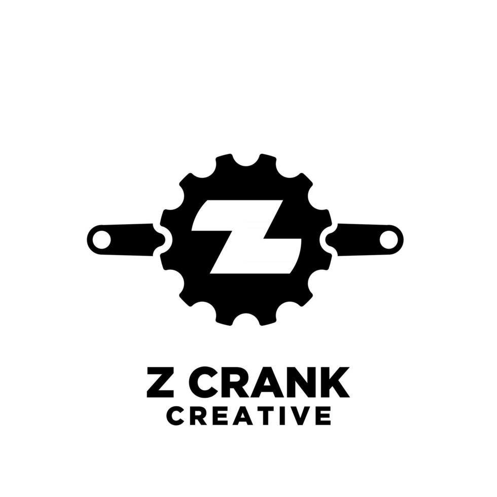 z cycle crank creative sport bike with initial letter z vector logo icon illustration design