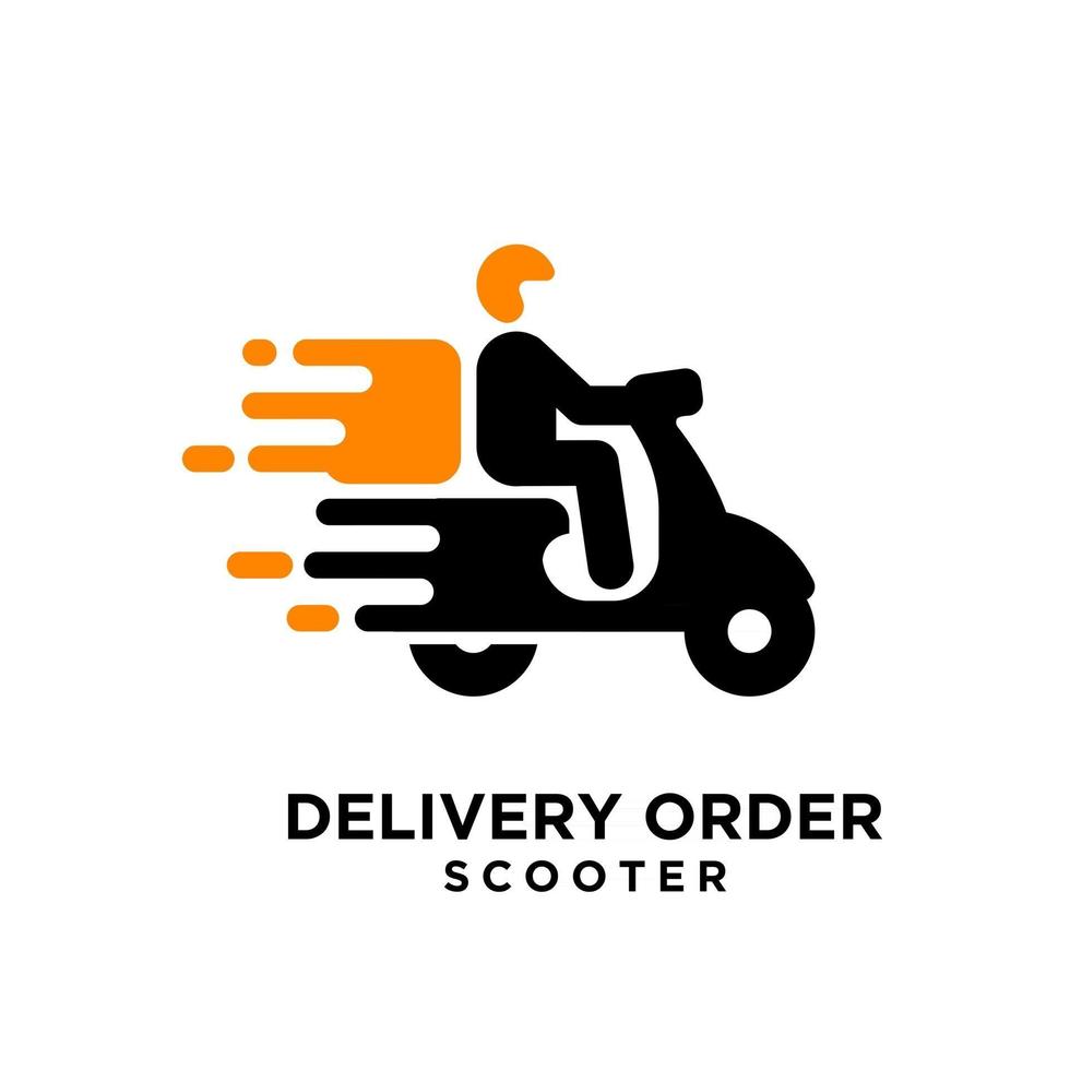 Diseño de icono de logotipo negro de mensajería de entrega de scooter simple vector