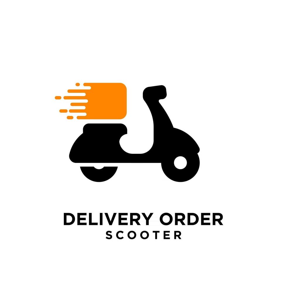 Diseño de icono de logotipo negro de mensajería de entrega de scooter simple vector