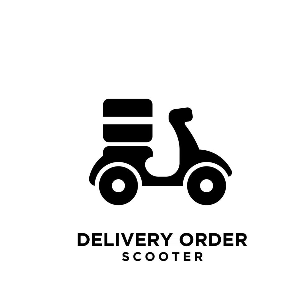 Diseño de icono de logotipo negro de mensajería de entrega de scooter simple vector