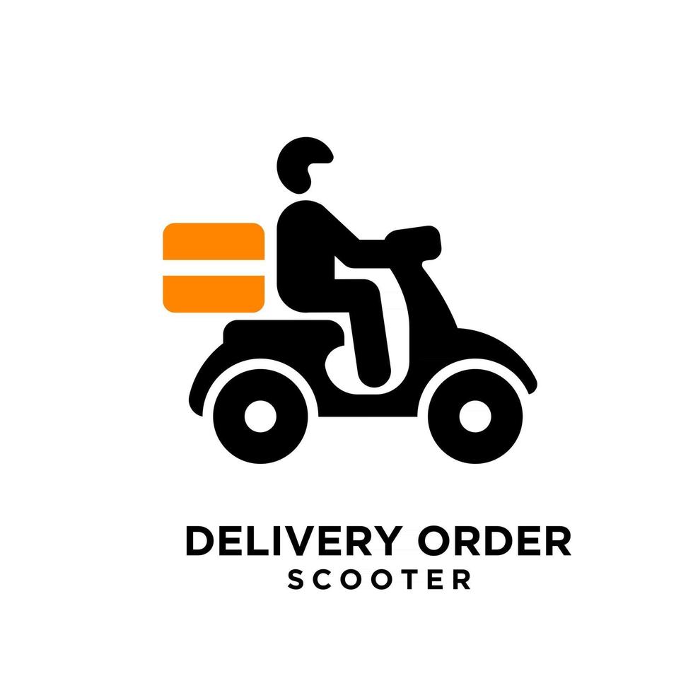 Diseño de icono de logotipo negro de mensajería de entrega de scooter simple vector